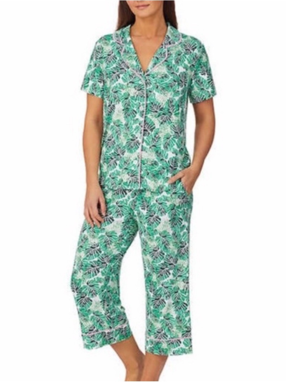 Women’s Room Service Pajama Set - Tropical Leaf Short-Sleeve Pajama Set Medium